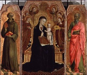 Madonna and Child Enthroned with Six Angels, SS. Anthony of Padua and John the Evangelist by Sassetta c.1392 1450 Sassetta c.1392 1450